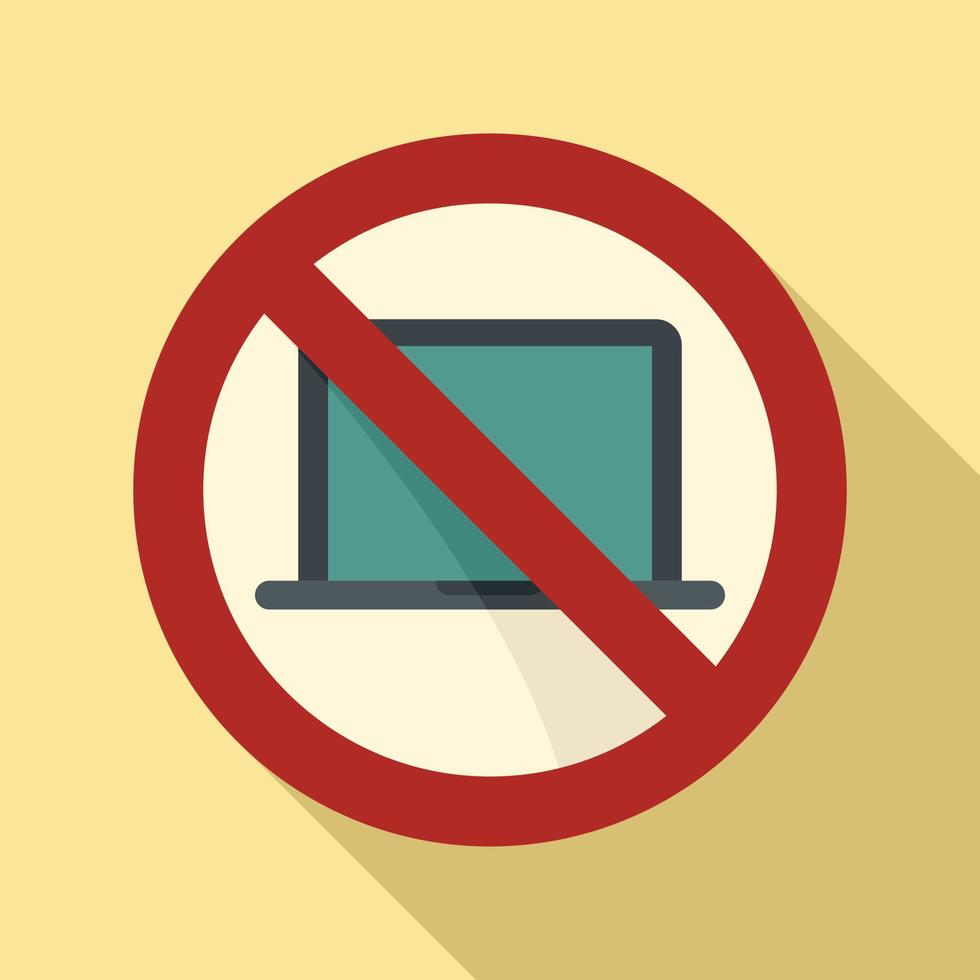 Laptop digital detoxing icon flat vector. Computer use screen vector