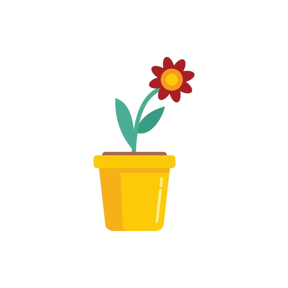 Pot flower icon flat isolated vector