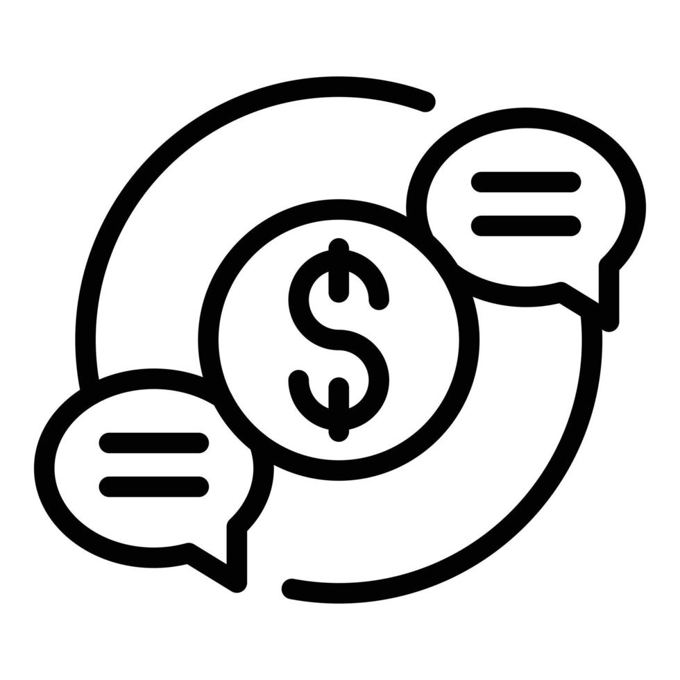 vector de contorno de icono de chat de dinero. desarrollo de servicios