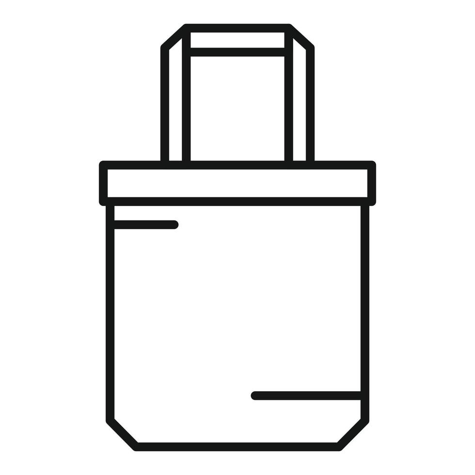 vector de contorno de icono de bolsa ecológica reutilizable. tela de algodón