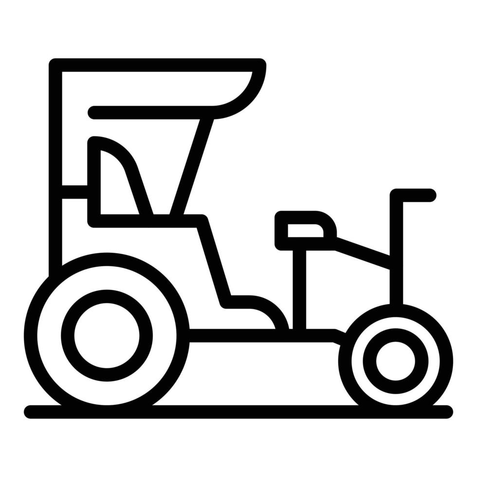 vector de contorno de icono de triciclo asiático. viejo triciclo