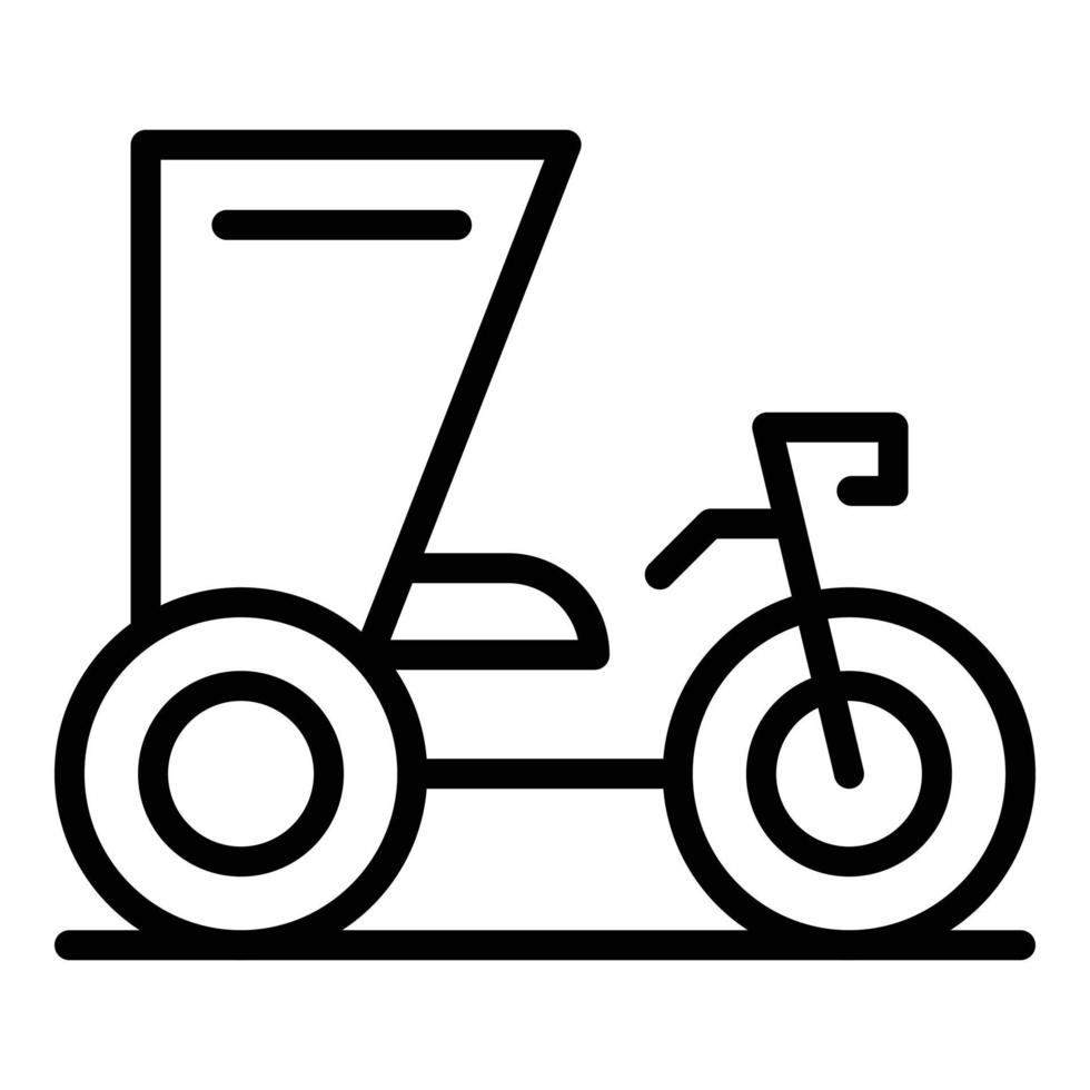 vector de contorno de icono de bicicleta trishaw. viejo indio