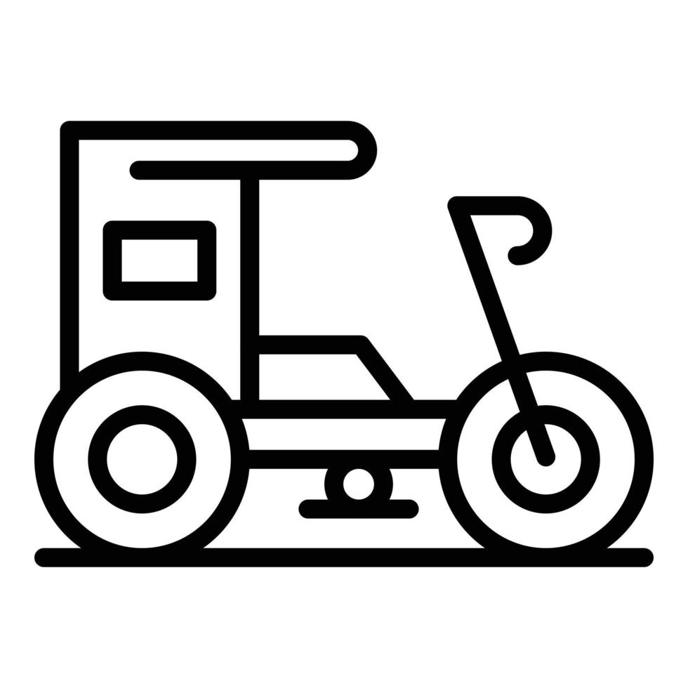 vector de contorno de icono de trishaw. rickshaw viejo