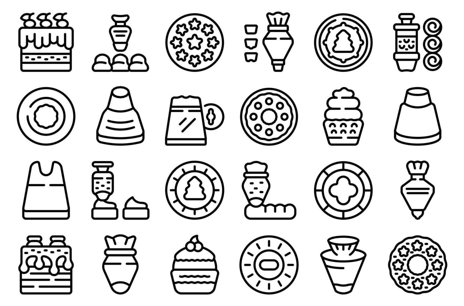 Icing nozzles icons set outline vector. Cake decoration vector