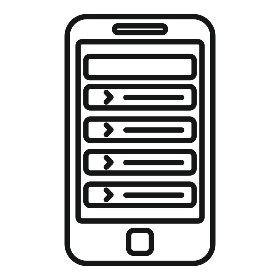 Smartphone playlist app icon outline vector. Player interface vector