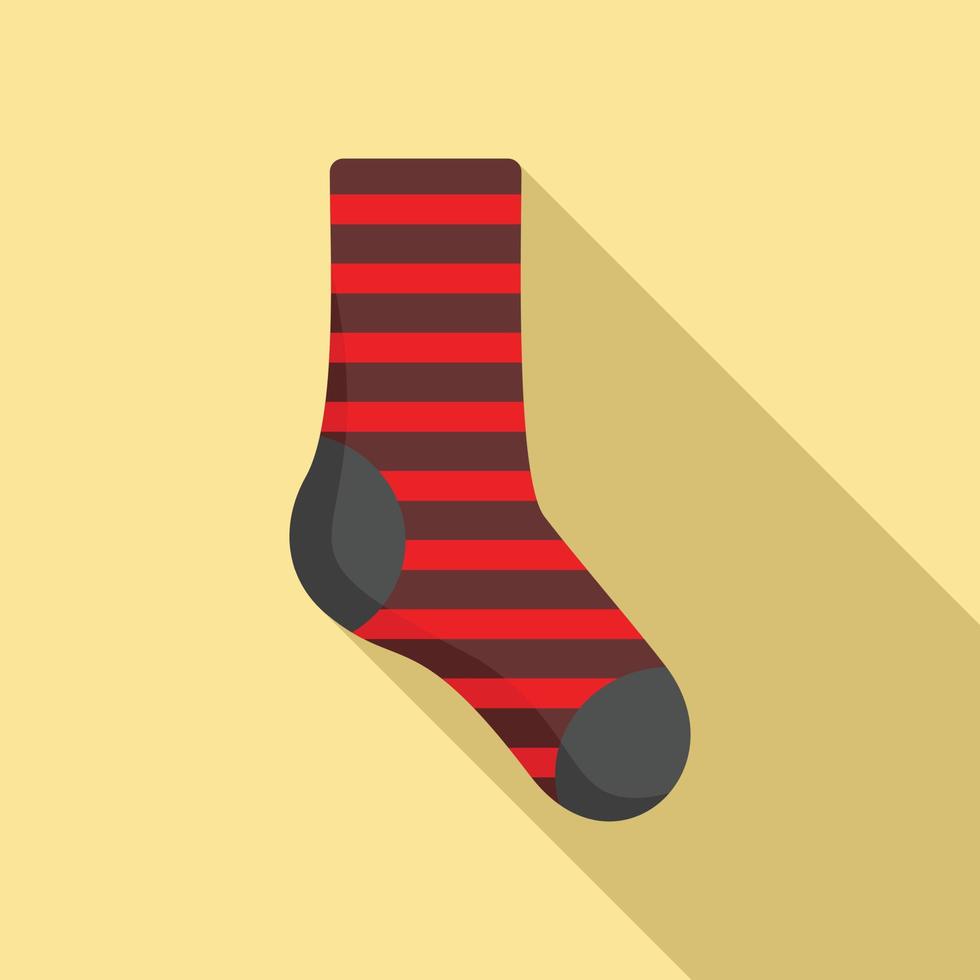 Striped sock icon flat vector. Fashion sock vector
