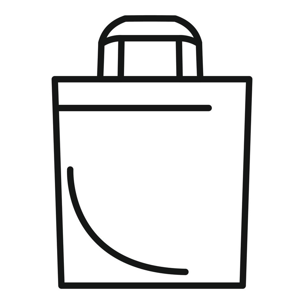 vector de contorno de icono de bolsa ecológica de lona. tela reutilizable