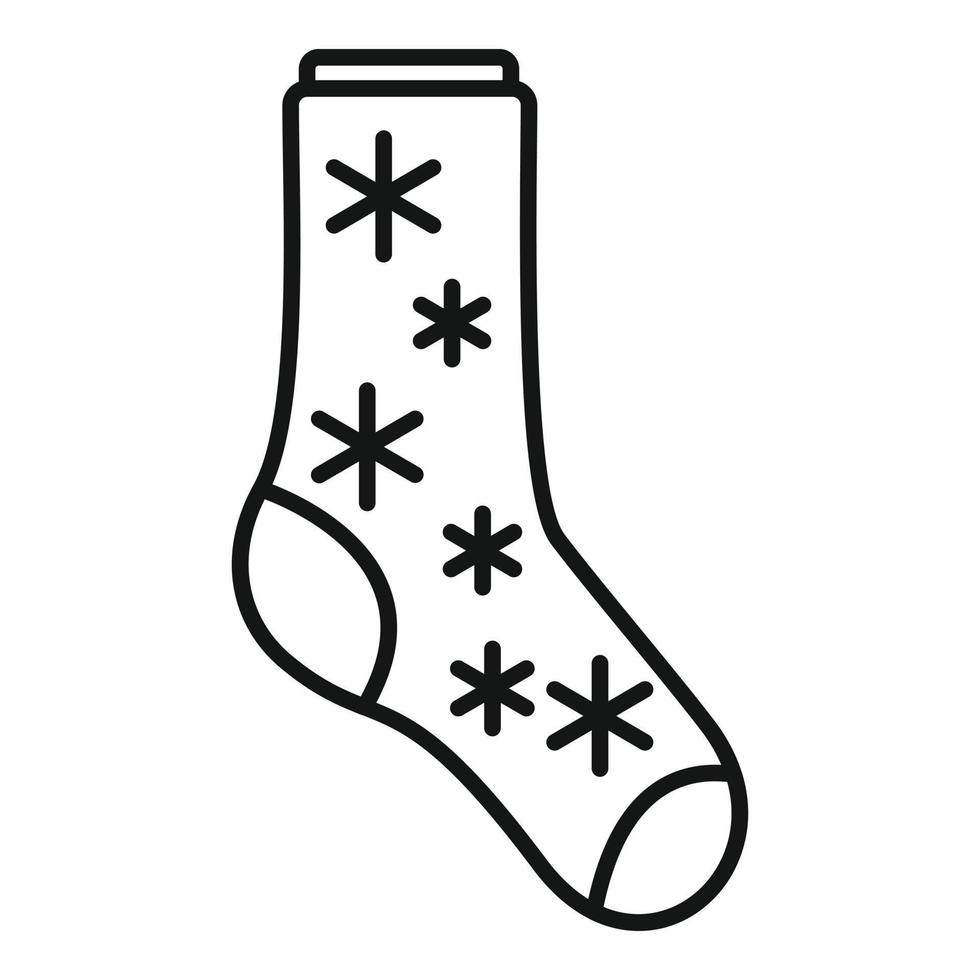 Snowflake sock icon outline vector. Cotton design vector