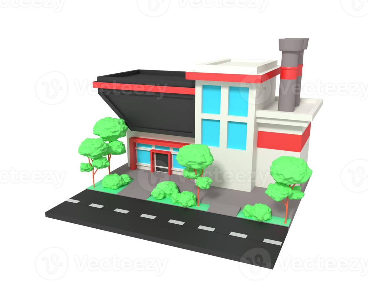 3d illustration of factory building png