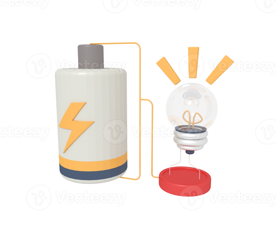 3d illustrazione di batteria elettrico Conservazione png