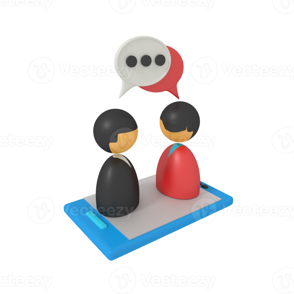 3d illustration of bubble communication two profile on phone png