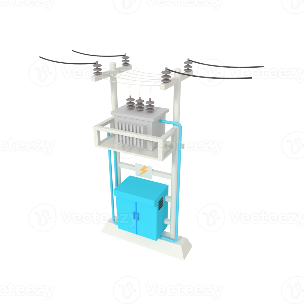 3d illustration av elektrisk transformatorstationer png