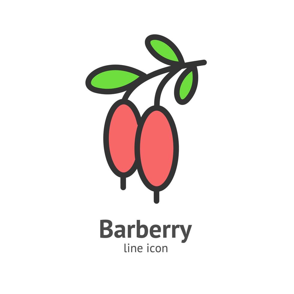 Barberry Berry Color Thin Line Icon Concept. Vector