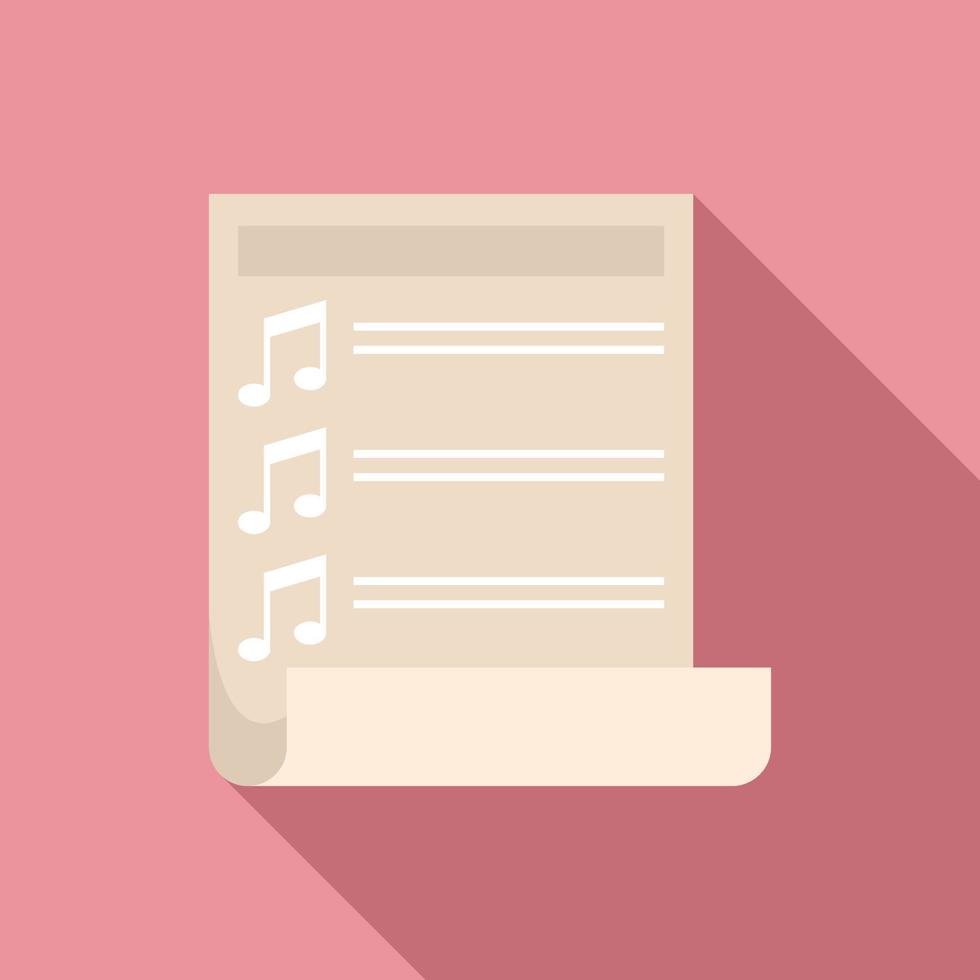 vector plano de icono de lista de reproducción de papel. canción de la música
