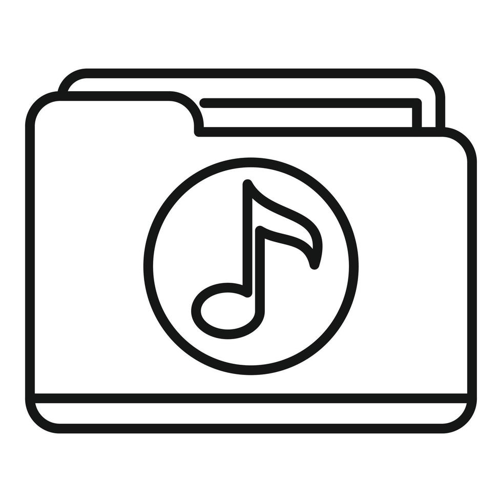 vector de contorno de icono de lista de reproducción de escucha. canción de la música