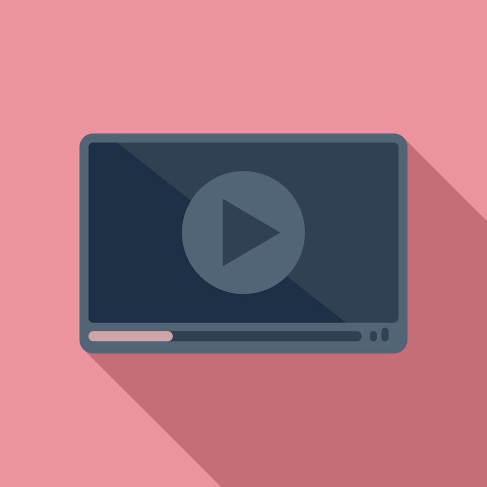 Video player icon flat vector. Ui screen play vector