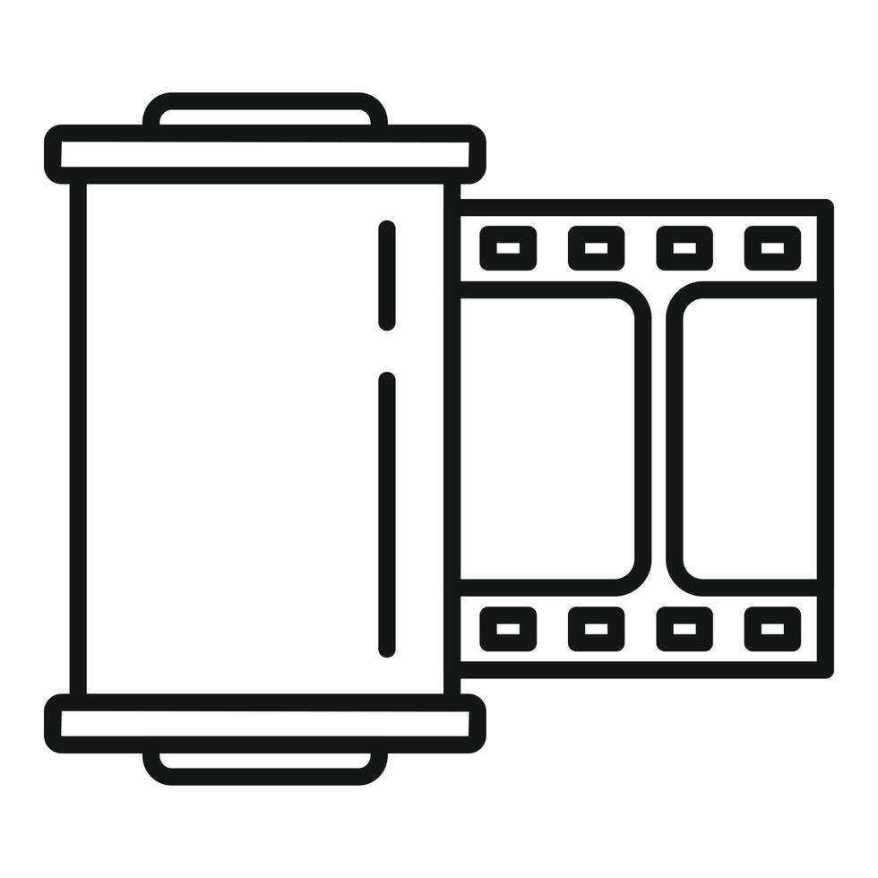 Film roll icon outline vector. Camera photo vector