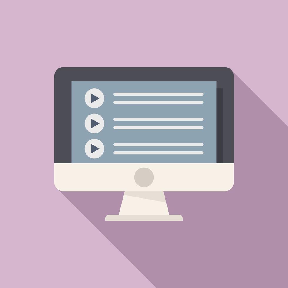 Pc playlist icon flat vector. Audio radio vector