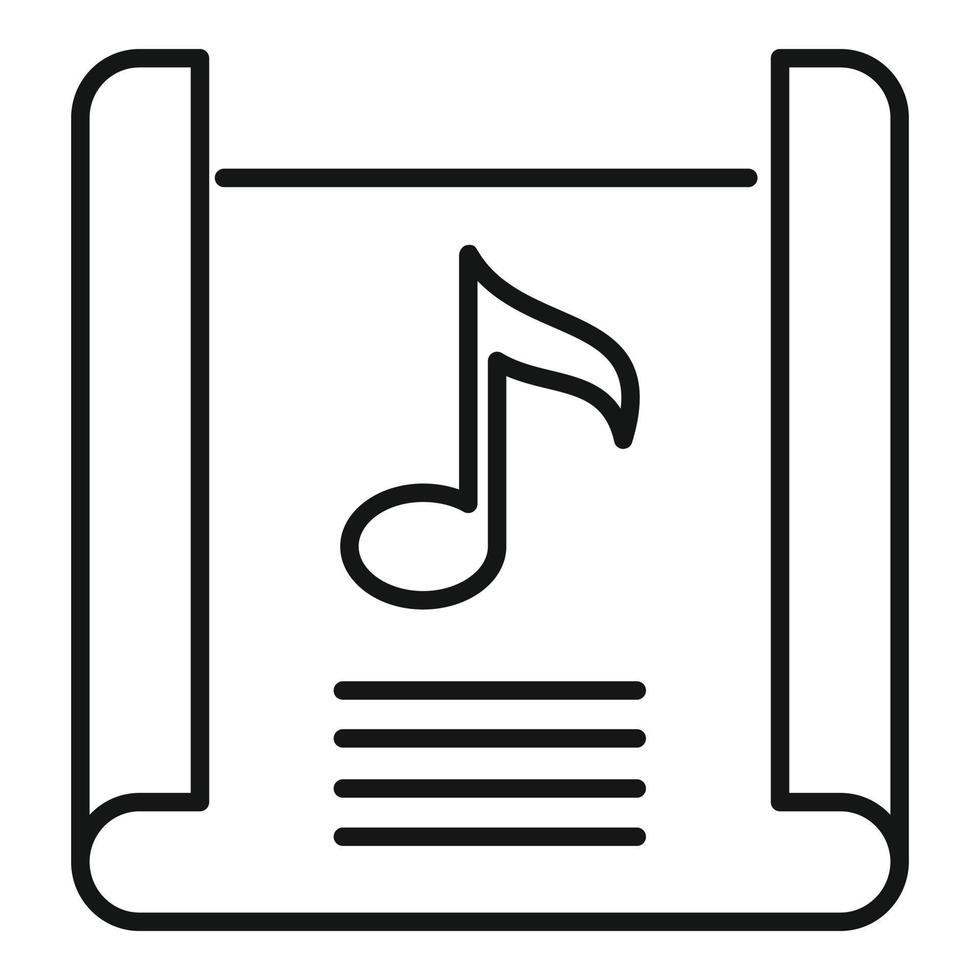 vector de contorno de icono de lista de reproducción de canciones. lista de musica