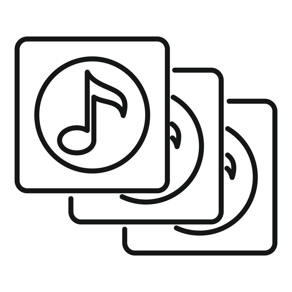 vector de contorno de icono de álbum de canción de lista de reproducción. lista de musica