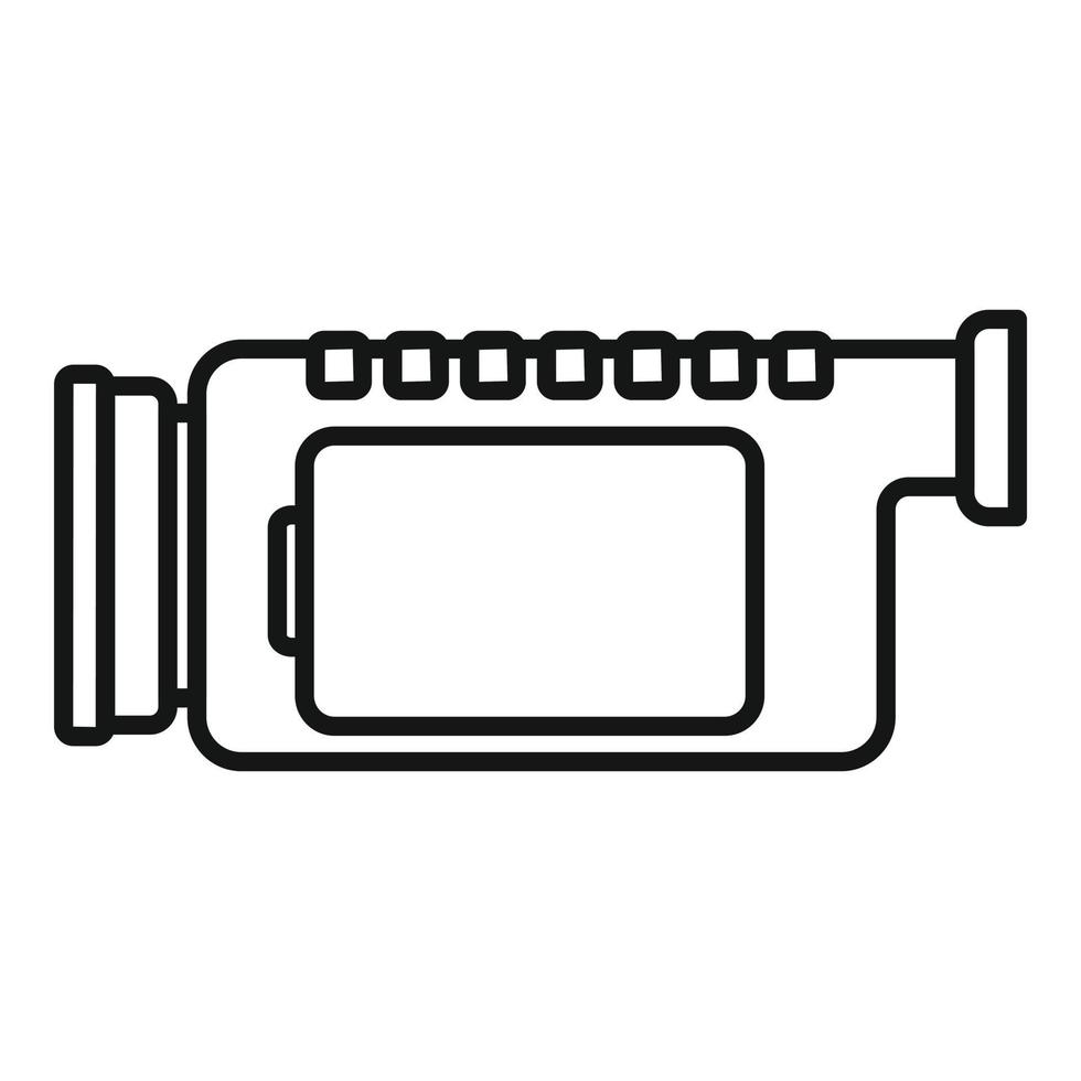 Small camcorder icon outline vector. Video camera vector