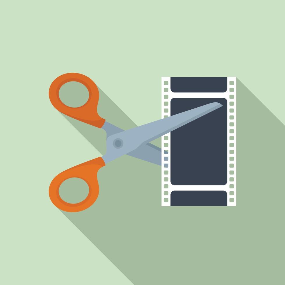 Video cut icon flat vector. Movie film vector