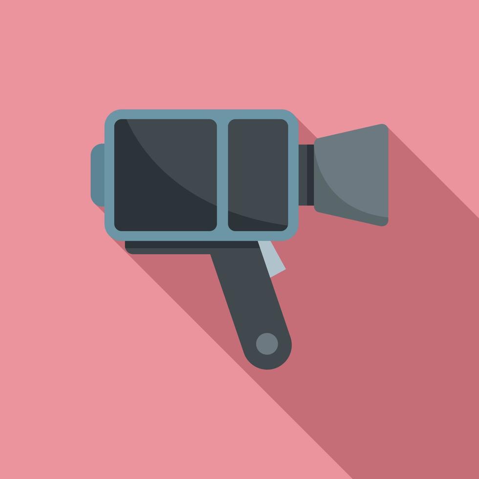 Retro handle camera icon flat vector. Video camcorder vector