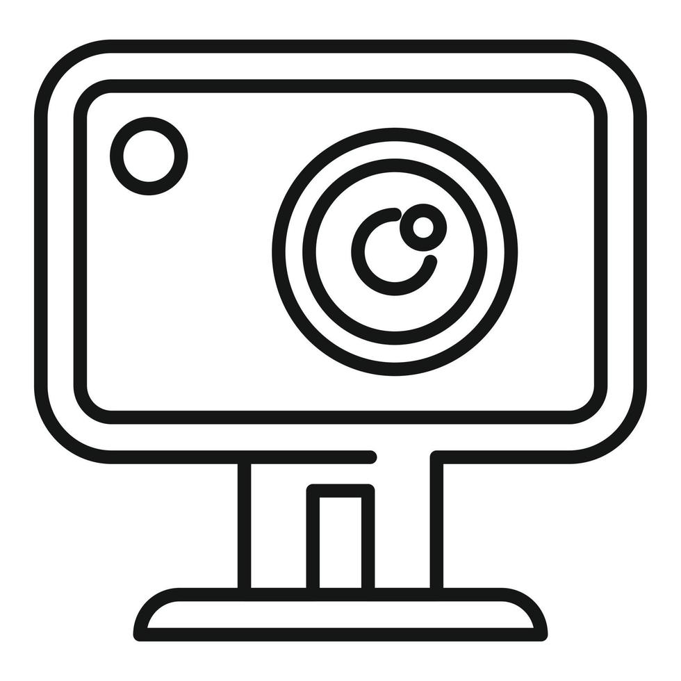 Action camera icon outline vector. Movie camcorder vector
