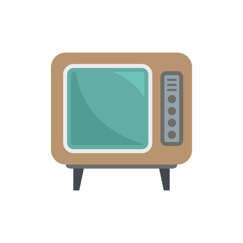 viejo televisor icono plano aislado vector