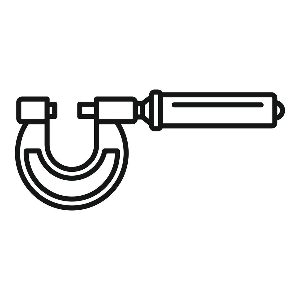 vector de contorno de icono de medición de micrómetro. pinza de diseño