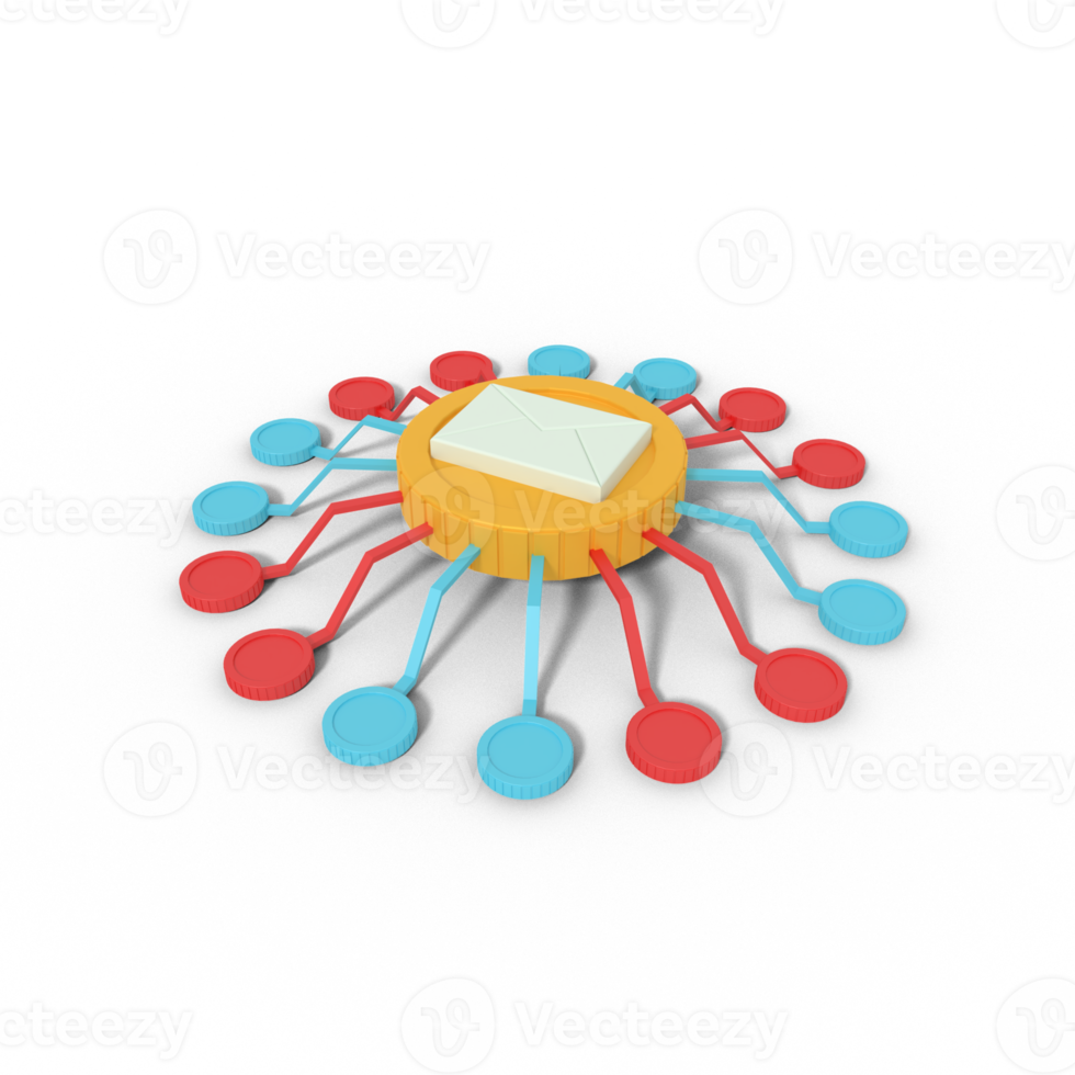 3d illustration of email app network png