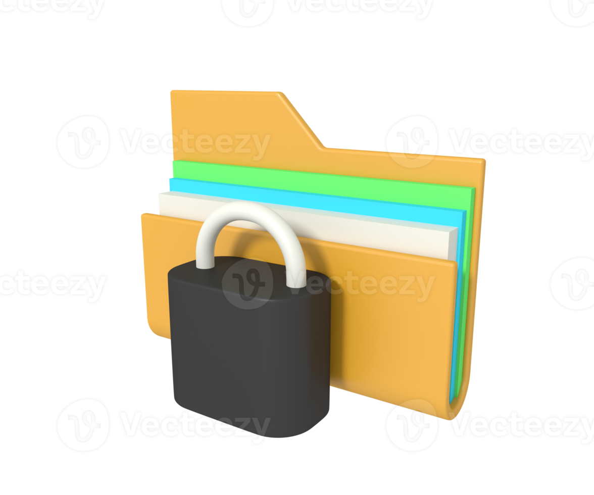 folder lock with padlock 3D Illustration png