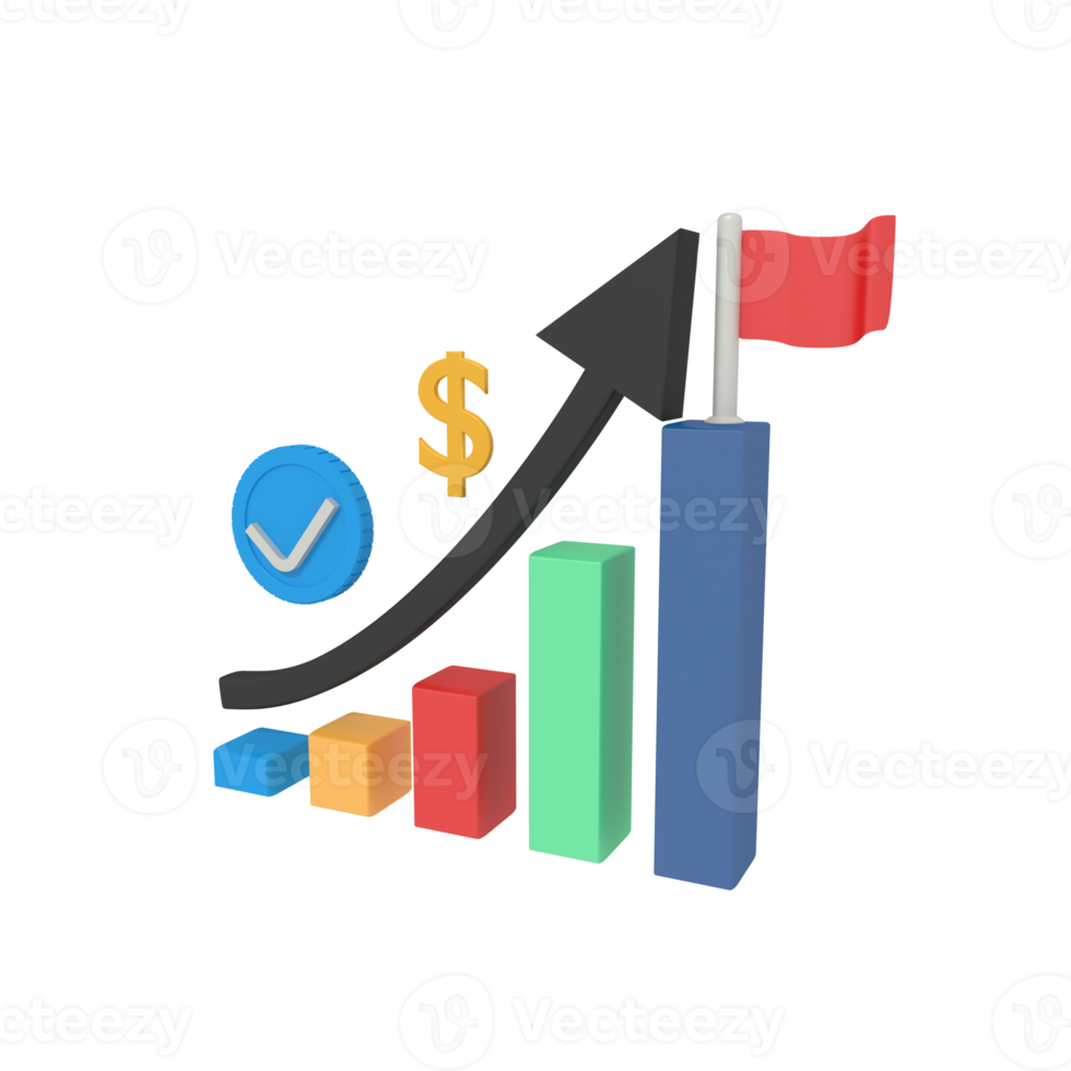 3d illustration du succès de l'entreprise de statistiques png