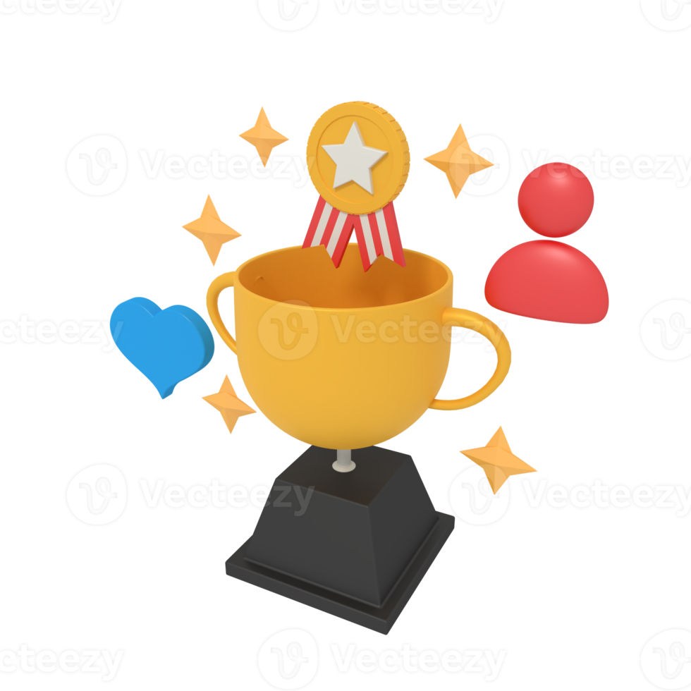 3d illustration of successful winner trophy png