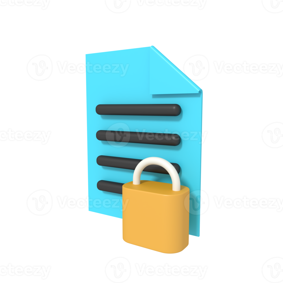 document lock 3D Illustration png