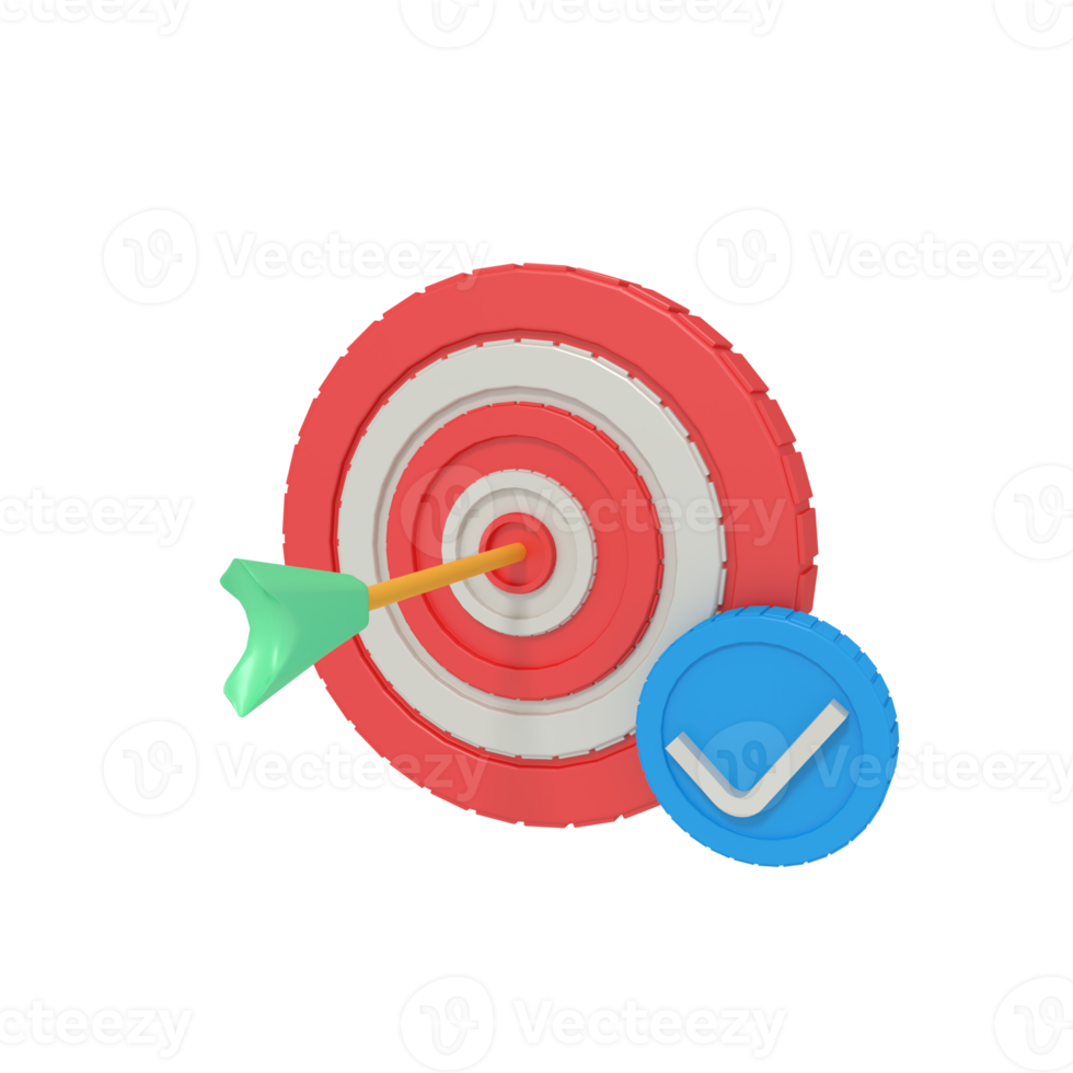 3d illustratie van met succes bereiken de doelwit png