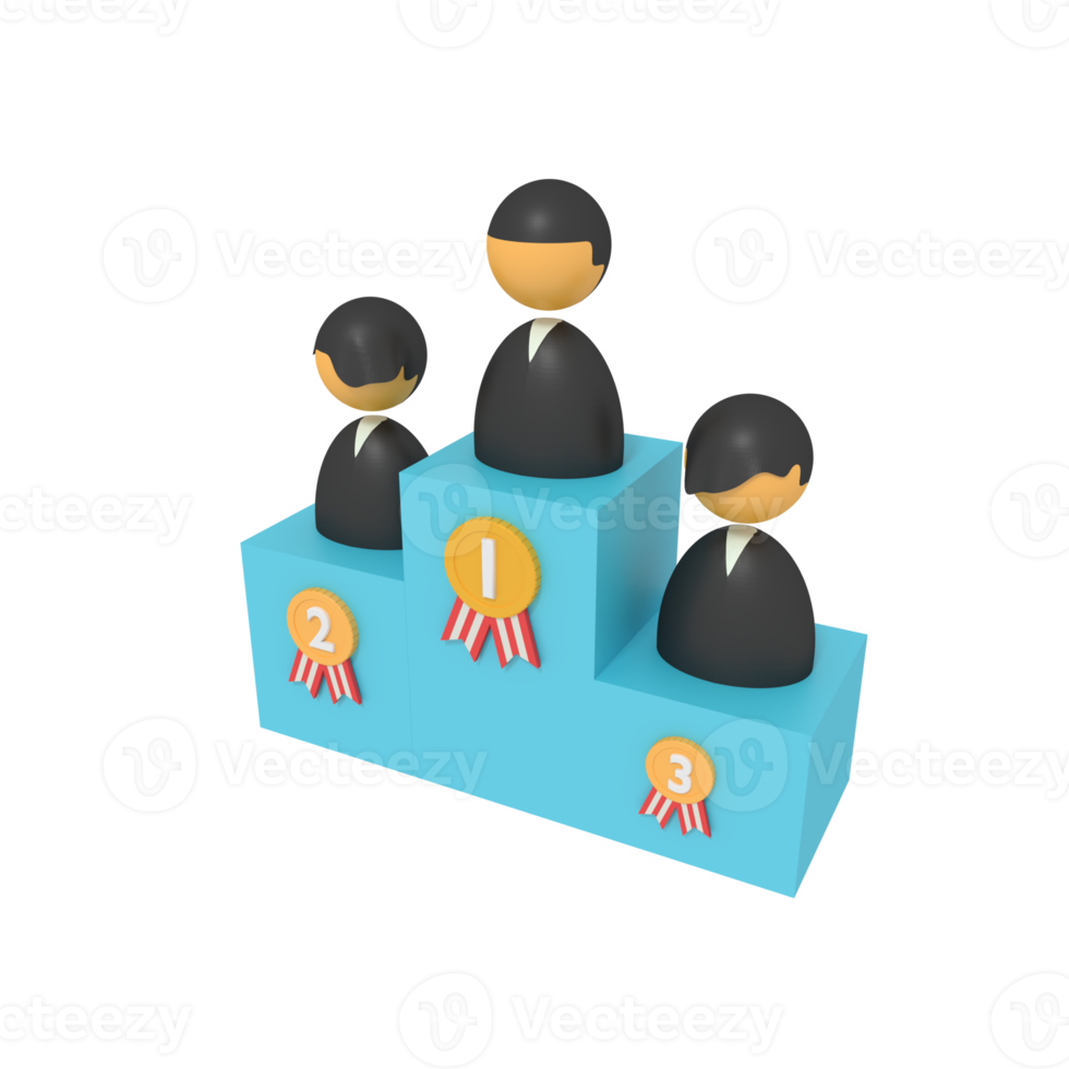 3d illustratie van 1e naar 3e plaats winnaars png