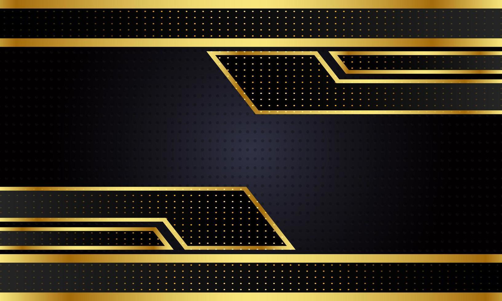 Abstract premium black and grid gold geometric background. abstract technology background with code. Luxury dark black gaming background stripes overlapping layers with shining golden lines vector
