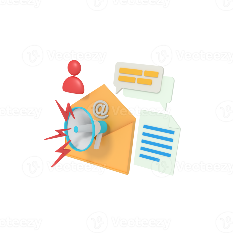 3d illustration of strategy email digital marketing png