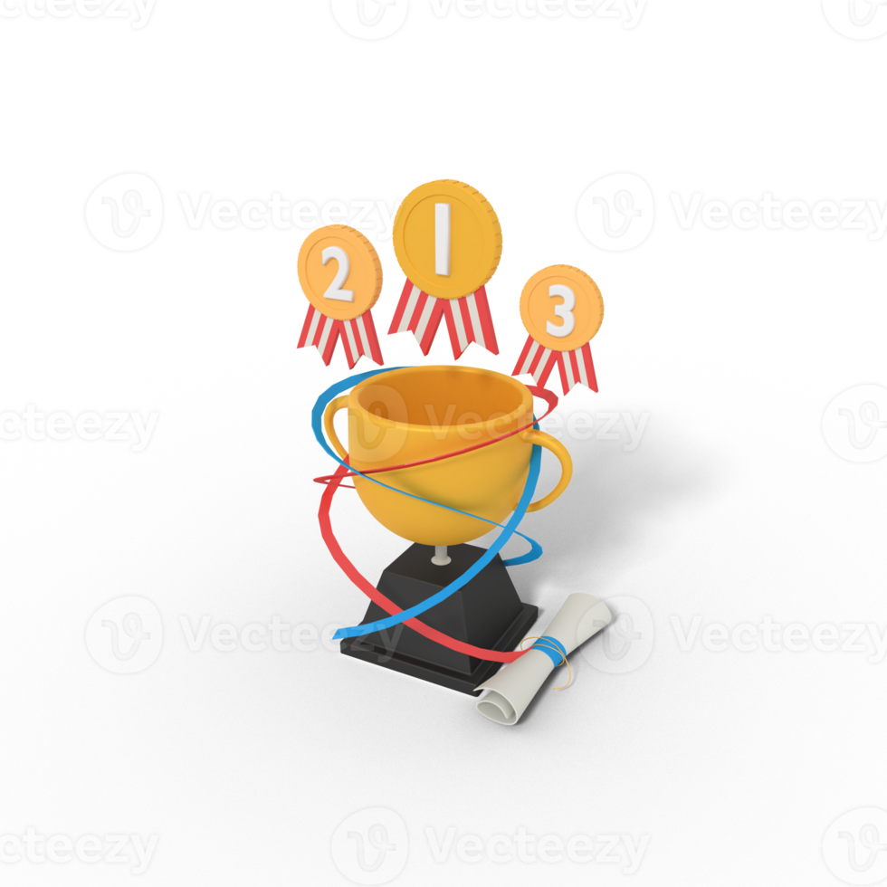 3d Illustration of champion education trophy png