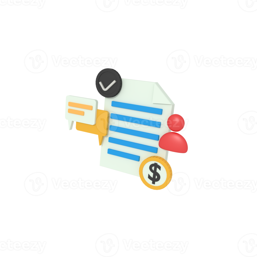 3d Illustration of shopping invoice on paper png