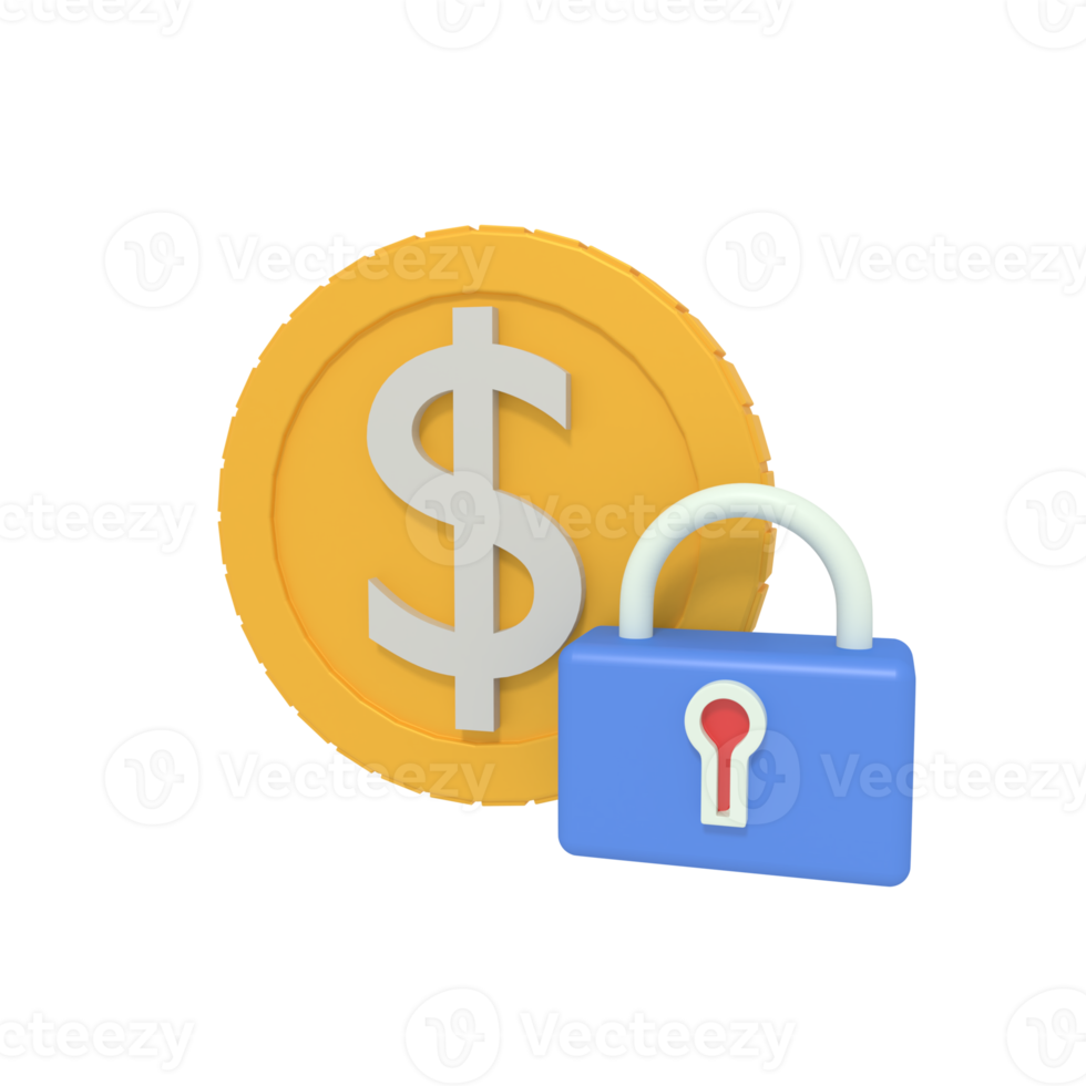 3d illustration of payment padlock security png