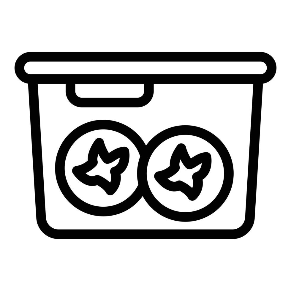 vector de contorno de icono de caja de comida. contenedor de comida