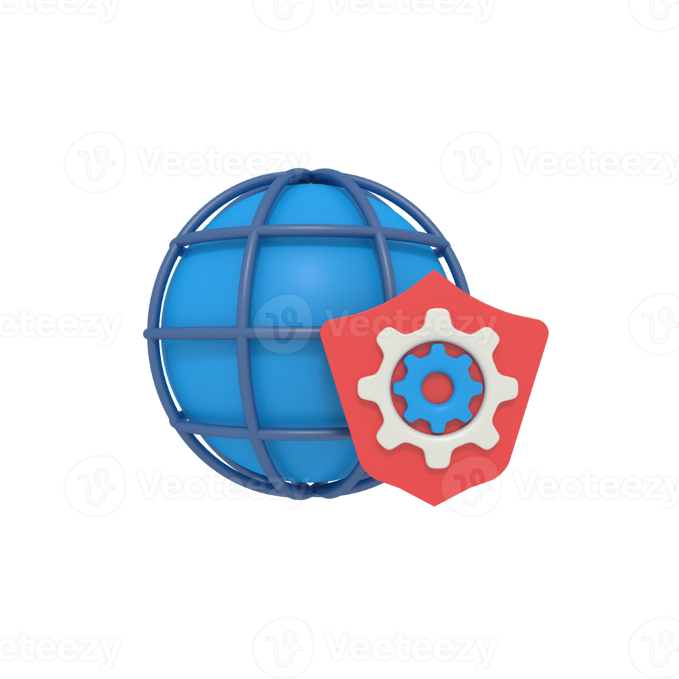 Ilustración 3D de la configuración de seguridad de Internet png