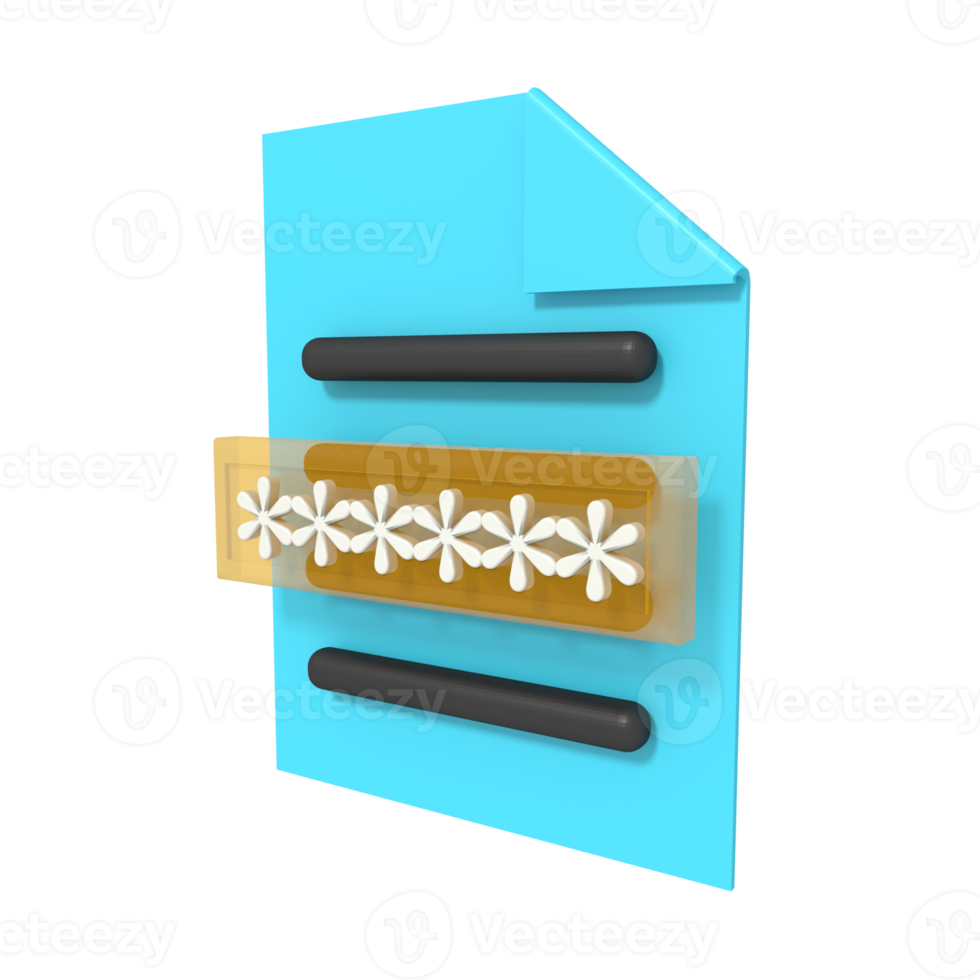 3D Illustration of document lock with password png
