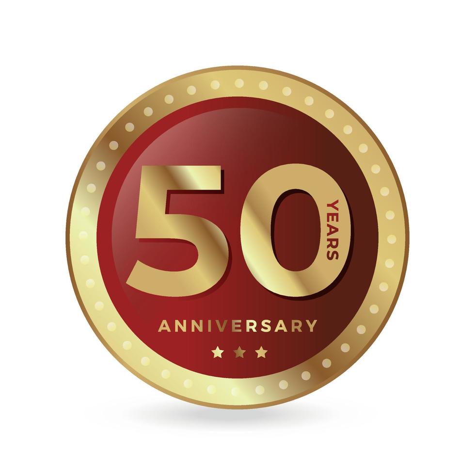 50th fifty anniversary Celebrating icon logo label Vector event gold color shield