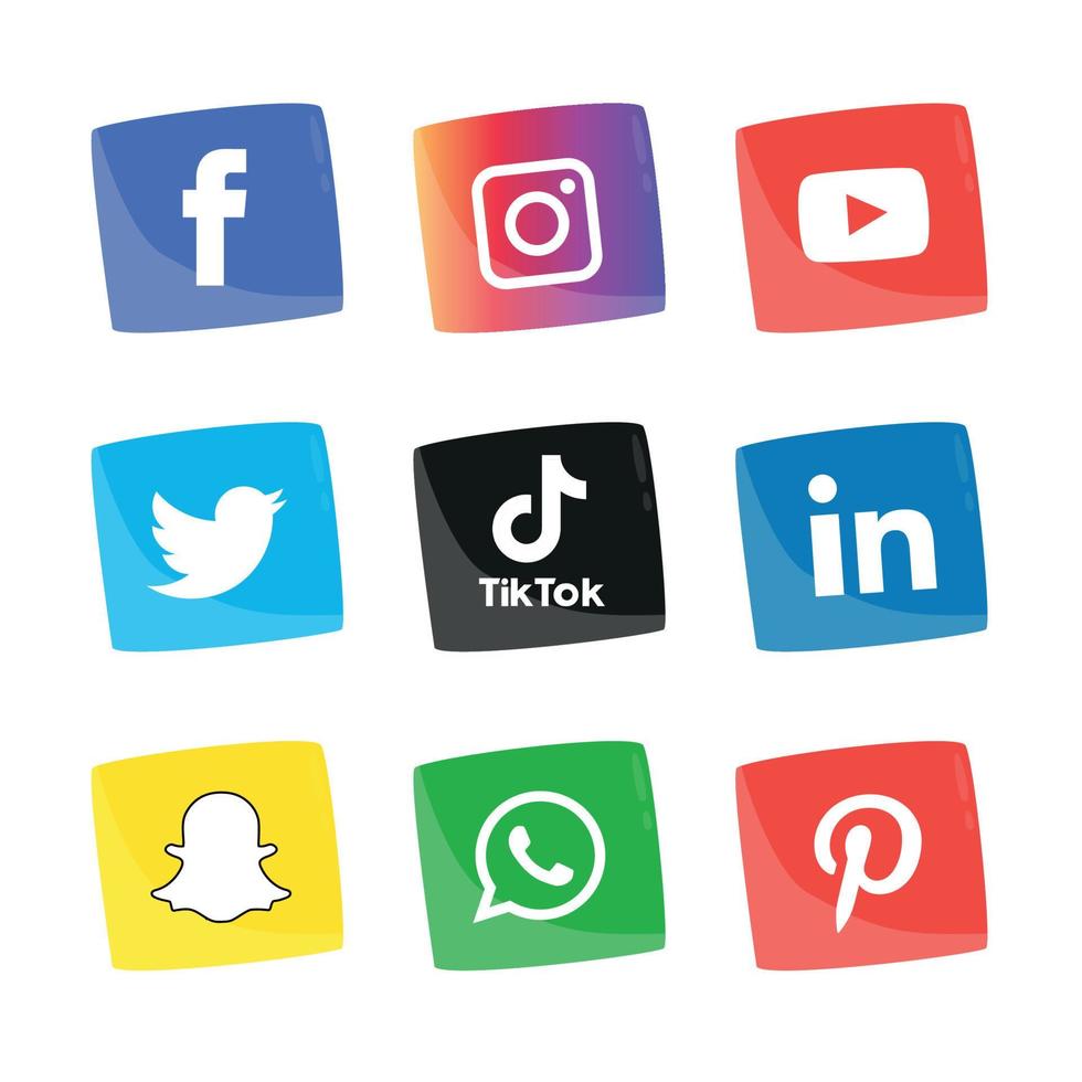 Social media icons set Logo Vector Illustrator
