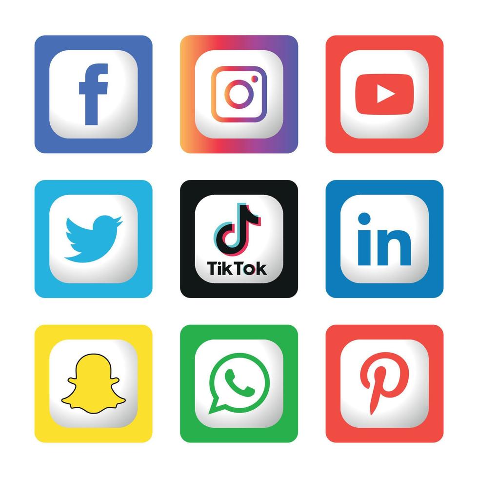 Social media icons set Logo Vector Illustrator