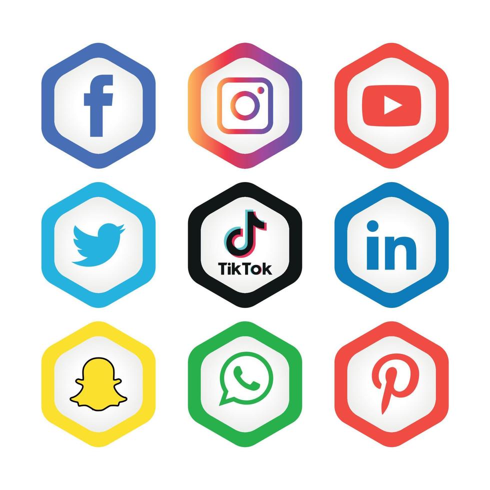 Social media icons set Logo Vector Illustrator