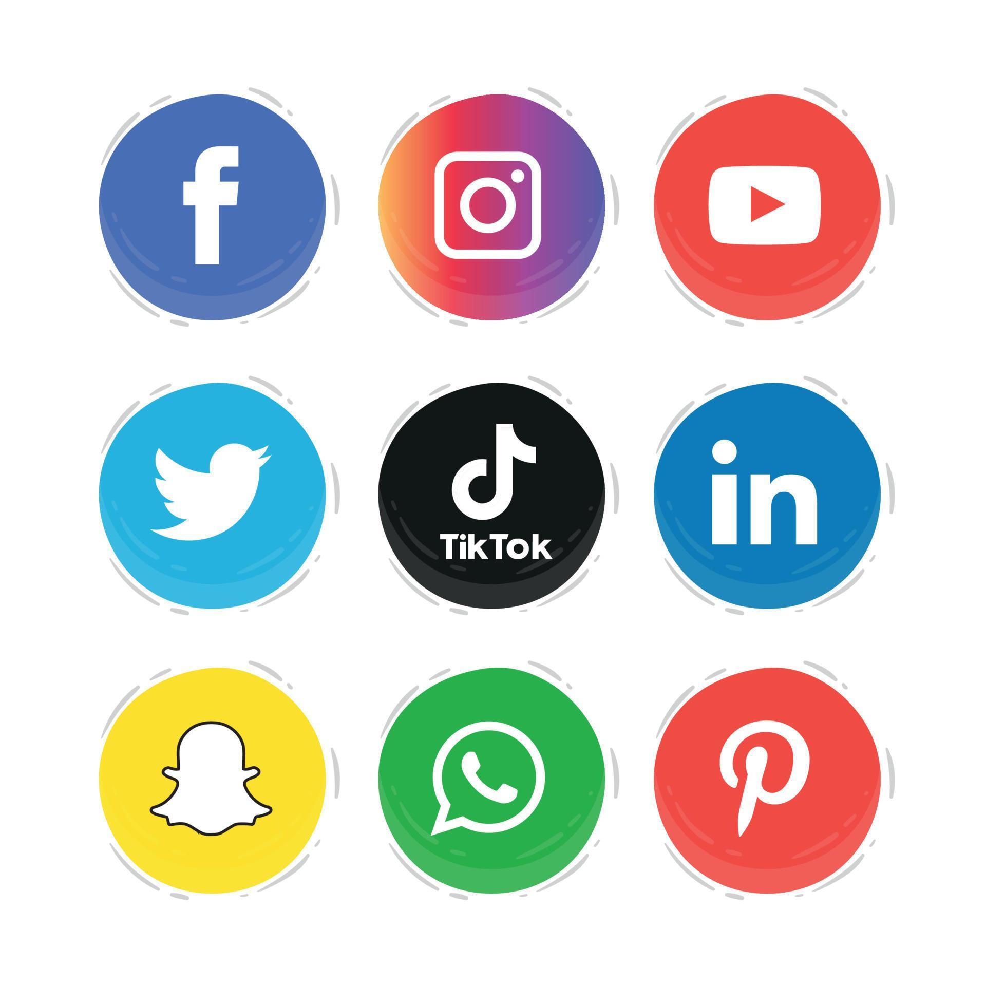 Social media icons set Logo Vector Illustrator 15110975 Vector Art at ...